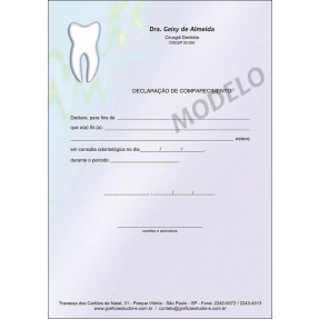 Declaração de Comparecimento Odontológico Colorido Cod: D014