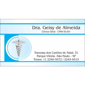 Cartão de Visita Médico com Verniz - Cod: M015 Azul