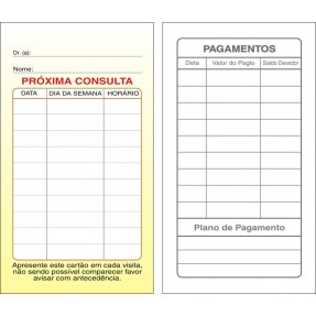 Cartões de Próxima Consulta e Pagamento Amarelo